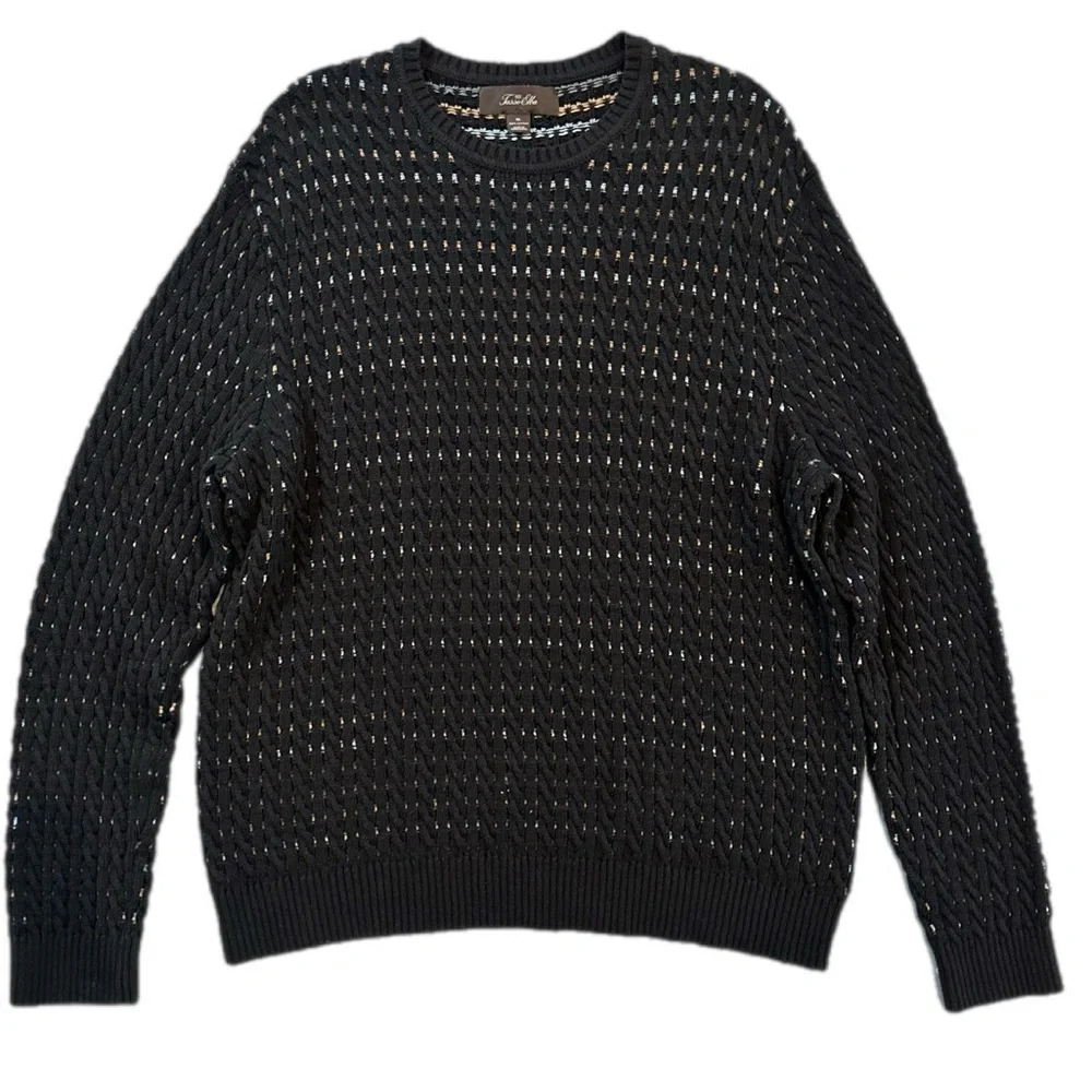 100% cotton Vintage Tasso Elba 90s Textured Woven Knit Sweater XL Hong Kong